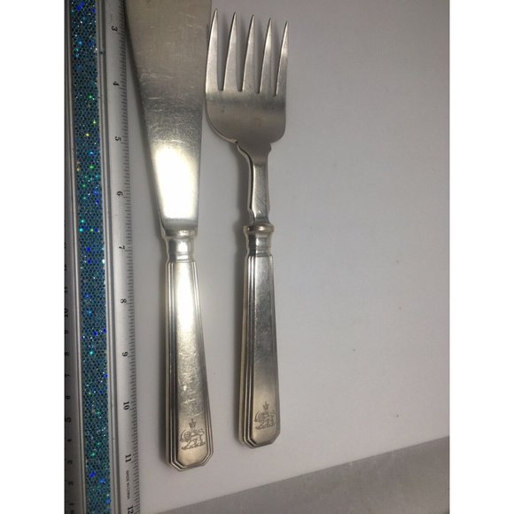 Art Deco Mappin & Webb SterlingFish Fork & Slice Persian Royal Crest C 1948 RARE - Picture 1 of 11